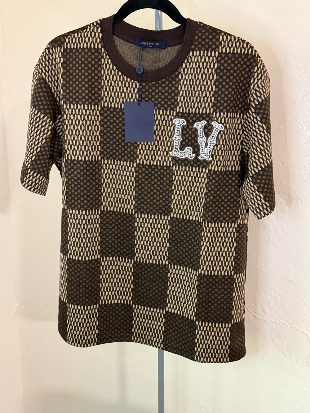 T shirt men Short Sleeve Tee in Brown & Beige
